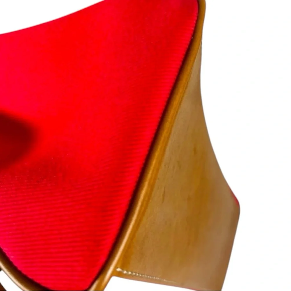 Fossil Classic #75082 Red Canvas & Leather Satchel Tote Bag Vintage Key Charm - Picture 5 of 11